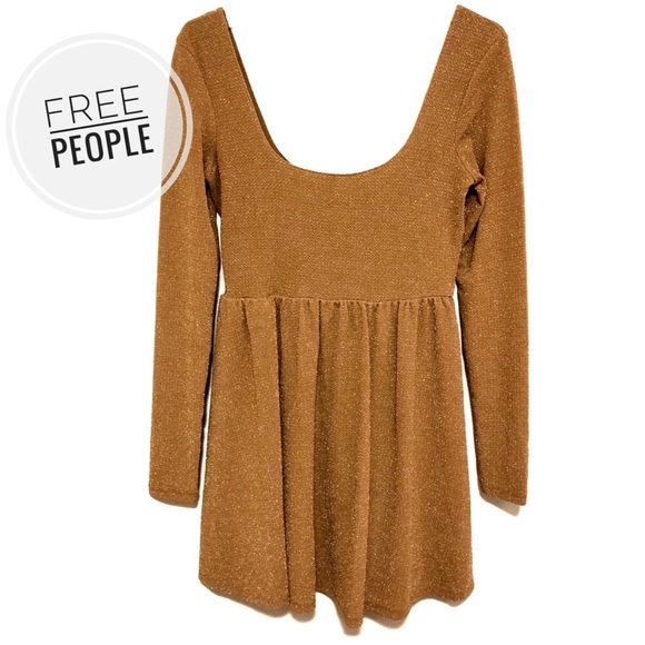 Free People Dresses & Skirts - Free People Metallic Gold Skater Dress [medium]